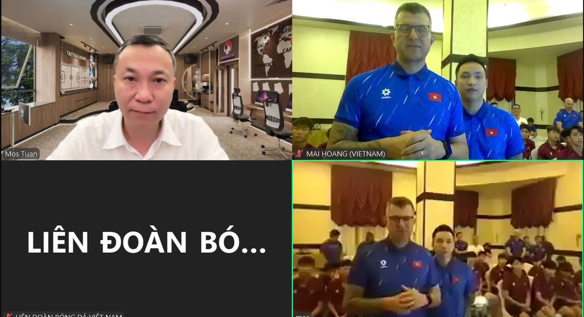 Chủ tịch VFF Trần Quốc Tuấn đã trực tiếp gặp gỡ, động viên các tuyển thủ U17 Việt Nam bằng hình thức trực tuyến. VFF