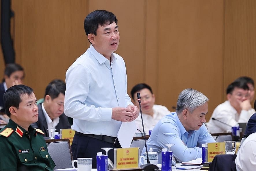 Ông Ngô Hoàng Ngân, Chủ tịch HĐTV Tập đoàn Công ngiệp Than - Khoáng sản Việt Nam phát biểu tại Hội nghị. Ảnh VGP/Nhật Bắc