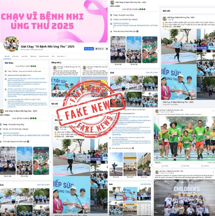 Trang thông tin giả mạo về giải chạy "Vì bệnh nhi ung thư 2025". Trang thông tin giả mạo về giải chạy "Vì bệnh nhi ung thư 2025".