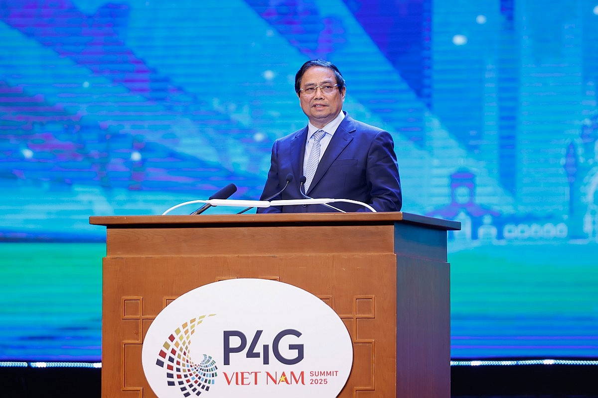 Thủ tướng Phạm Minh Chính nhiệt liệt chào mừng các nhà lãnh đạo, các vị đại biểu dự Hội nghị Thượng đỉnh P4G được tổ chức tại thủ đô Hà Nội. Ảnh: VGP/Nhật Bắc