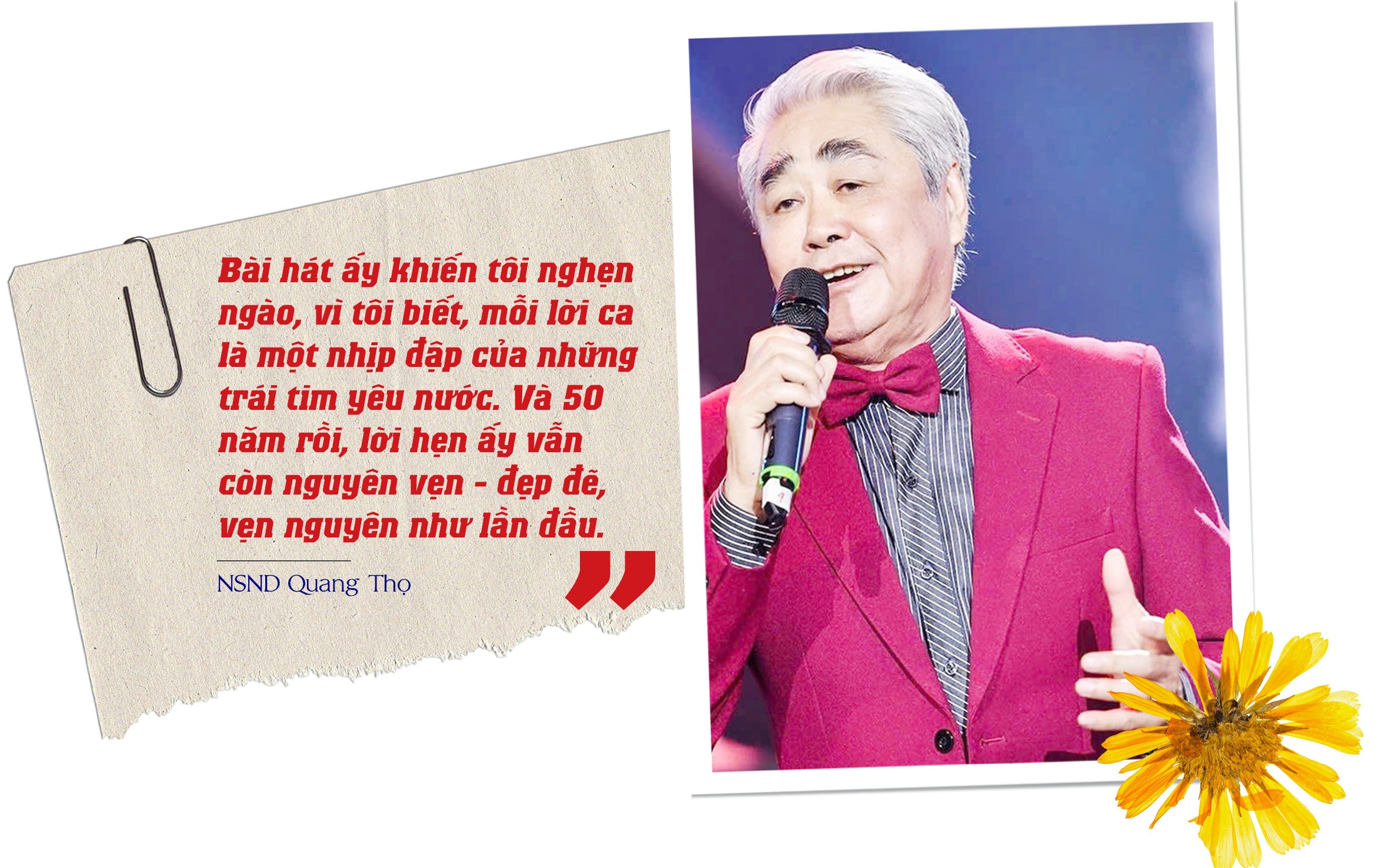 NSND Quang Thọ:“Tôi đã hát bằng nước mắt trong Ngày Thống nhất” NSND Quang Thọ:“Tôi đã hát bằng nước mắt trong Ngày Thống nhất”