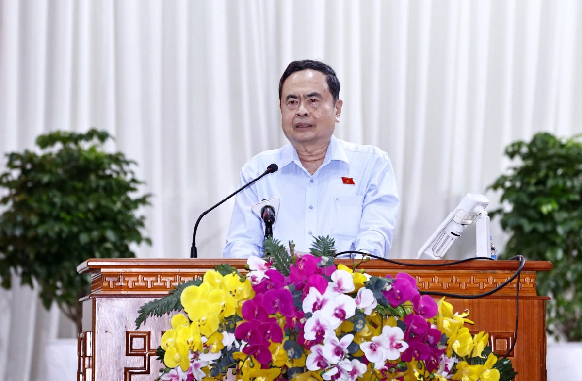 Chủ tịch Quốc hội Trần Thanh Mẫn phát biểu tại cuộc tiếp xúc cử tri