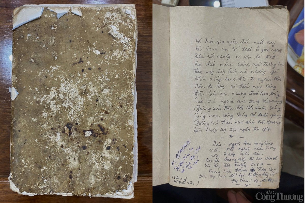 Cuốn nhật ký sờn cũ và những dòng thơ viết vội về người đồng đội đã hy sinh. Cuốn nhật ký sờn cũ và những dòng thơ viết vội về người đồng đội đã hy sinh.