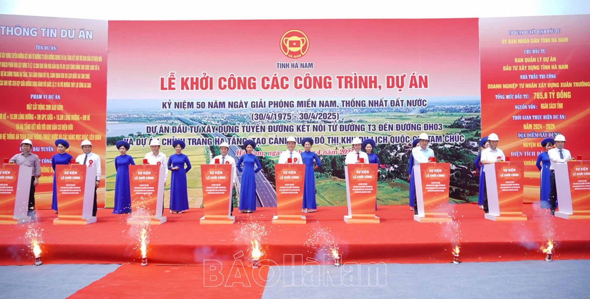 Bộ trưởng Nguyễn Hồng Diên và các đại biểu dự Lễ khởi công dự án. Ảnh: Báo Hà Nam Bộ trưởng Nguyễn Hồng Diên và các đại biểu dự Lễ khởi công dự án. Ảnh: Báo Hà Nam