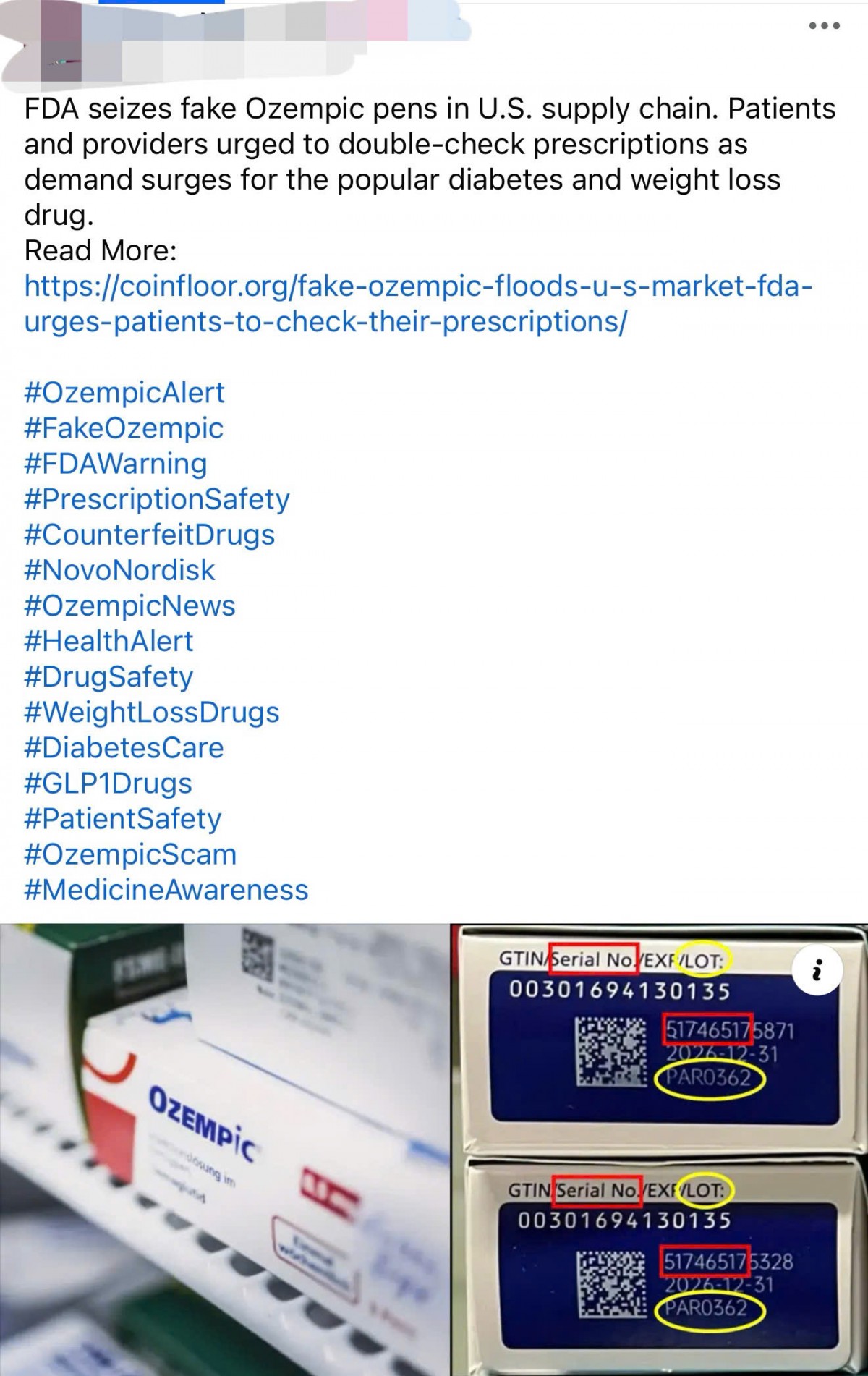 Nhiều bài đăng gắn thẻ các hashtag như #fakeozempic, #ozempicscam
