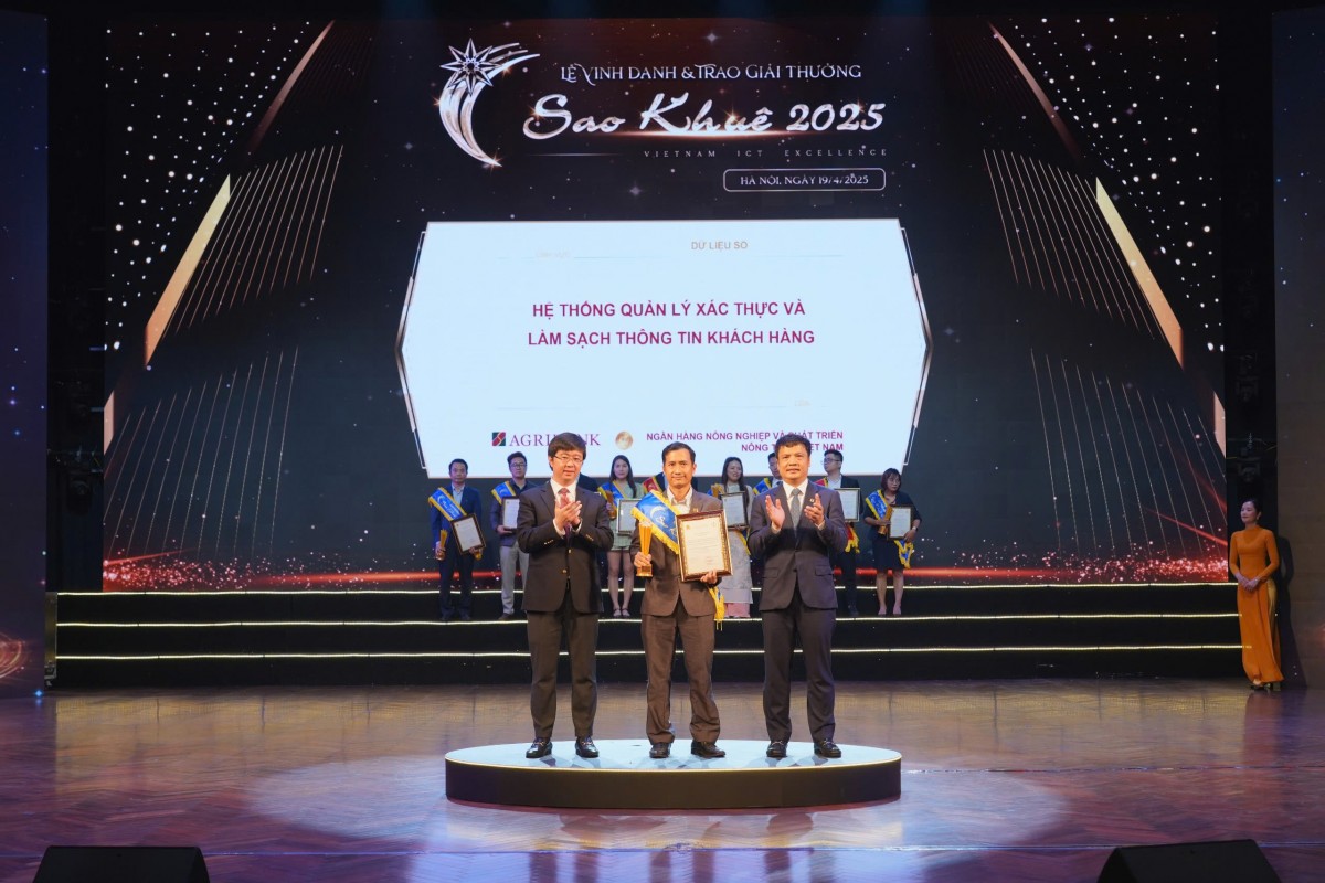 06 Hệ thống công nghệ/Sản phẩm dịch vụ Agribank xuất sắc được công nhận 'Giải thưởng Sao Khuê 2025' 06 Hệ thống công nghệ/Sản phẩm dịch vụ Agribank xuất sắc được công nhận 'Giải thưởng Sao Khuê 2025'