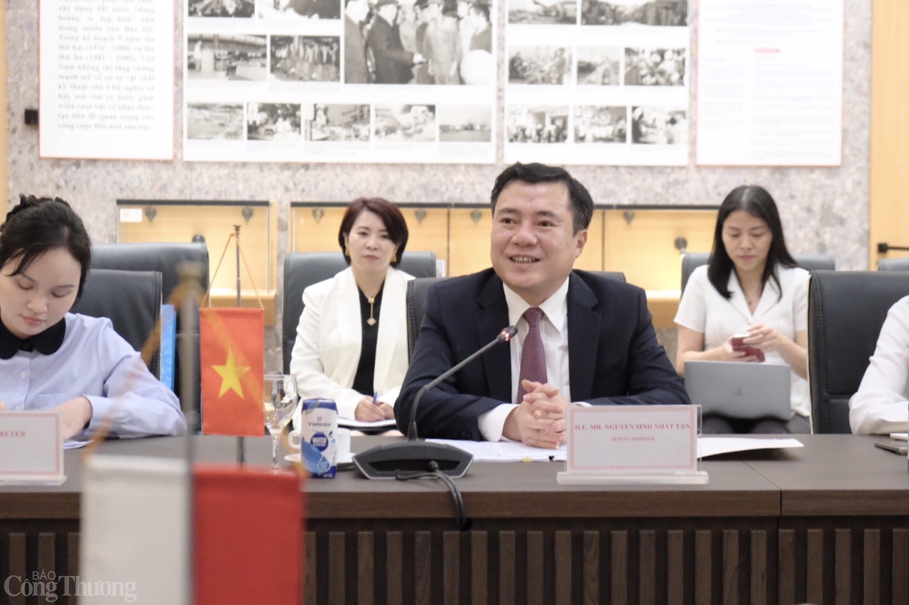 Thứ trưởng Bộ Công Thương Nguyễn Sinh Nhật Tân phát biểu.
