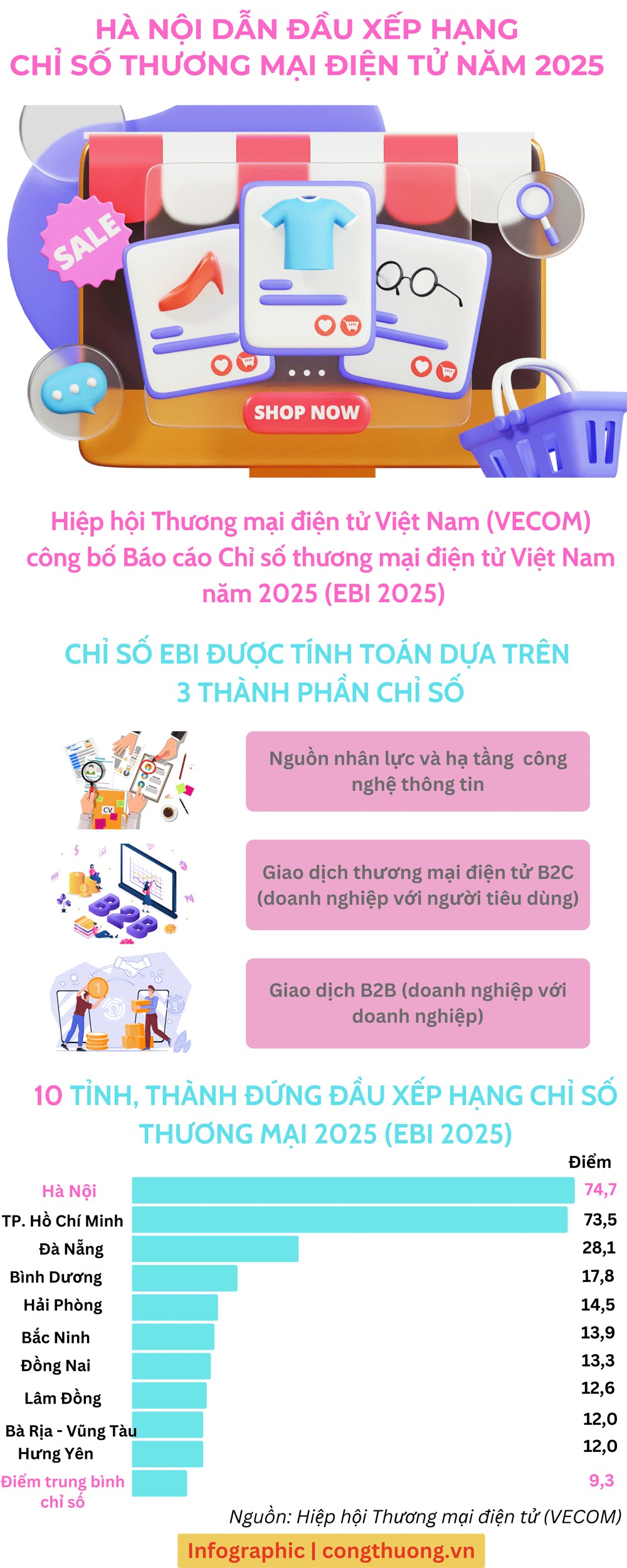 Hà Nội dẫn đầu xếp hạng Chỉ số thương mại điện tử