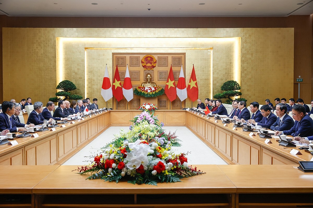 Thủ tướng Phạm Minh Chính hội đàm với Thủ tướng Nhật Bản Ishiba Shigeru. Ảnh: VGP/Nhật Bắc Thủ tướng Phạm Minh Chính hội đàm với Thủ tướng Nhật Bản Ishiba Shigeru. Ảnh: VGP/Nhật Bắc