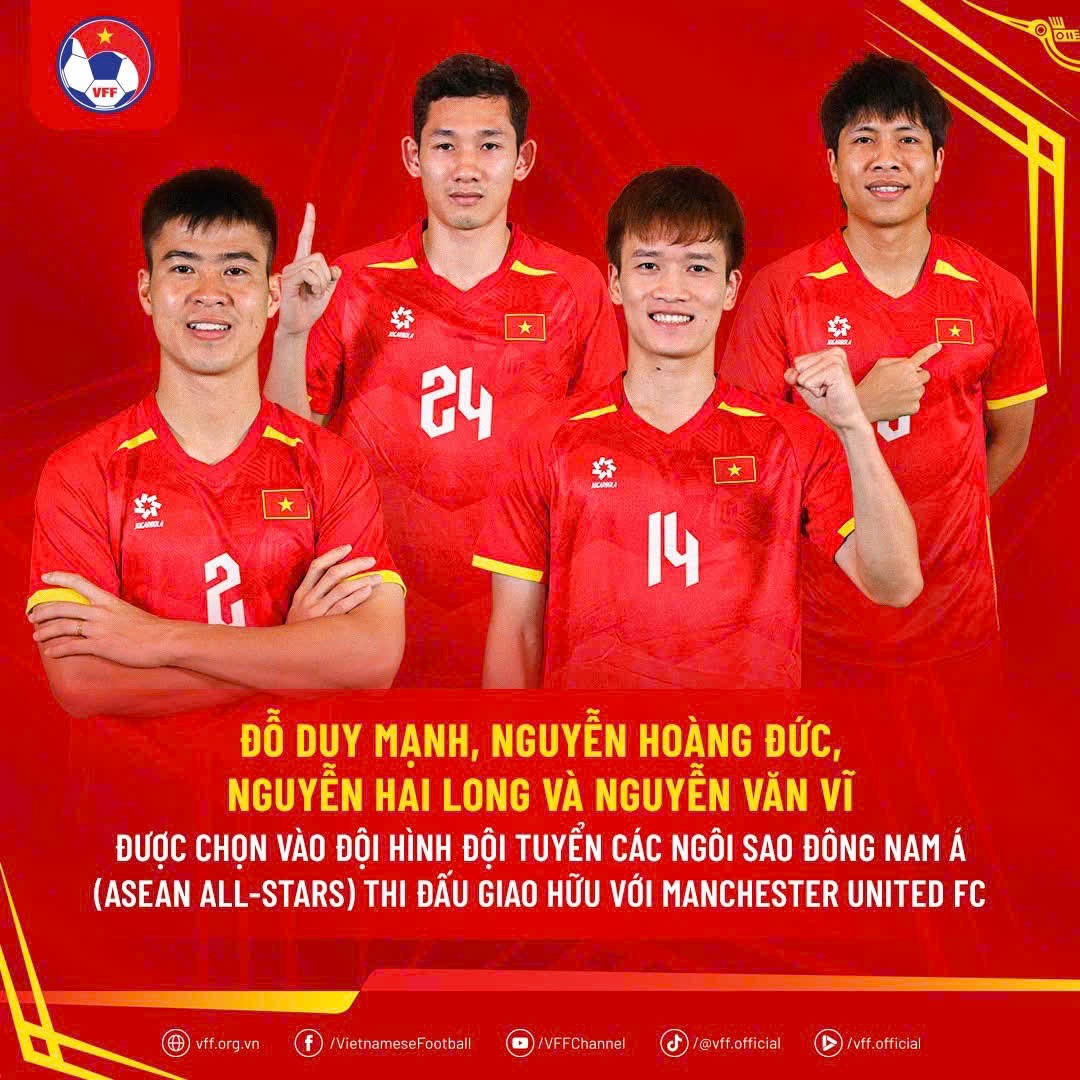 4 cầu thủ Việt Nam tham gia trận đấu với MU 4 cầu thủ Việt Nam tham gia trận đấu với MU