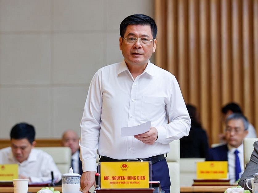 Bộ trưởng Bộ Công Thương Nguyễn Hồng Diên phát biểu tại cuộc làm việc - Ảnh: VGP/Nhật Bắc Bộ trưởng Bộ Công Thương Nguyễn Hồng Diên phát biểu tại cuộc làm việc - Ảnh: VGP/Nhật Bắc