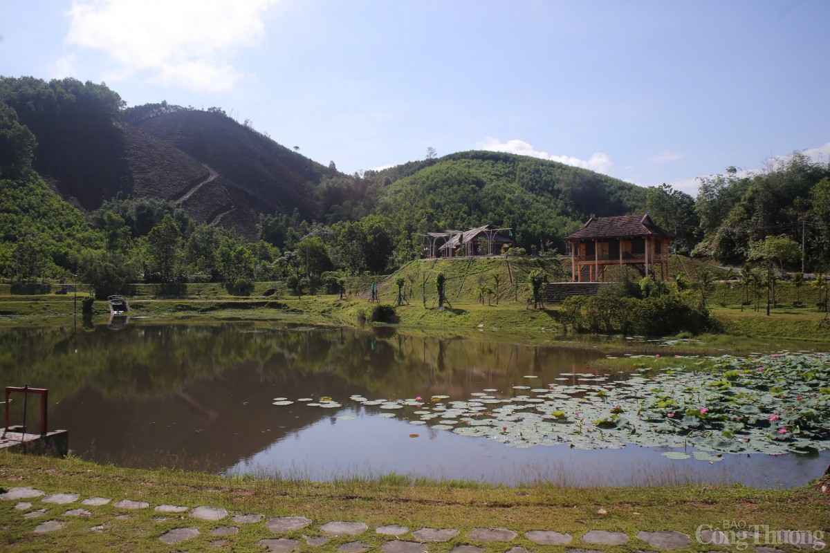 Ao cá Bác Hồ nằm trong Trung tâm Bảo tồn văn hóa H’rê huyện Sơn Hà