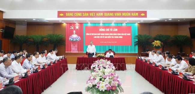 Tổng Bí thư Tô Lâm làm việc với Ủy ban Kiểm tra Trung ương- Ảnh 1.