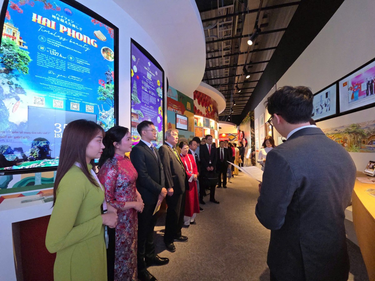 Các đại biểu tham quan, nghe thuyết minh về Triển lãm Các đại biểu tham quan, nghe thuyết minh về Triển lãm