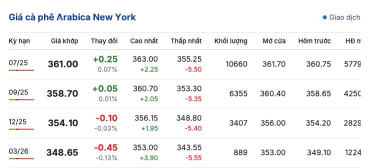 Giá cà phê hôm nay 24/5/2025,