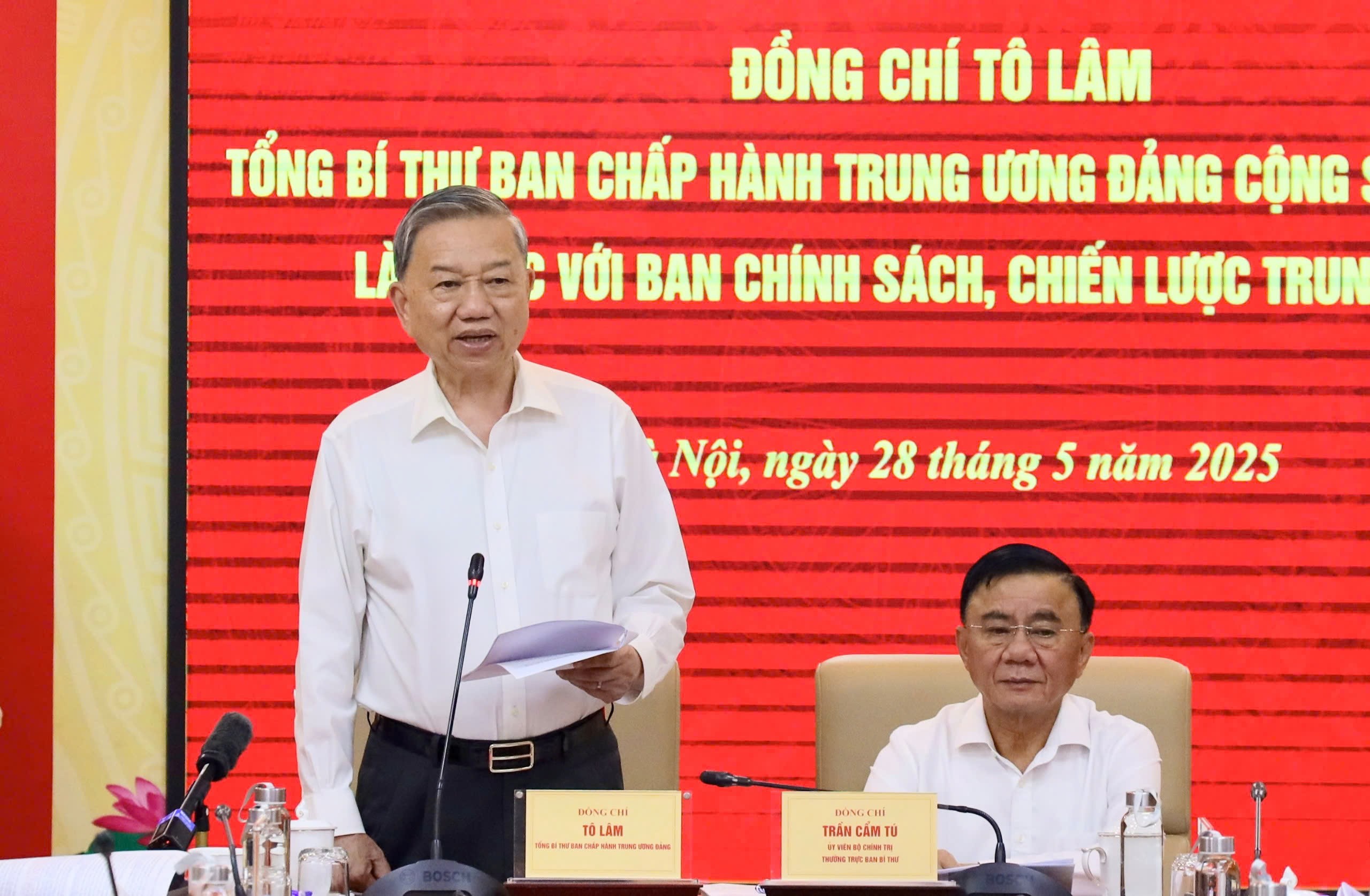 Tổng Bí thư Tô Lâm làm việc với Ban Chính sách, chiến lược Trung ương. 