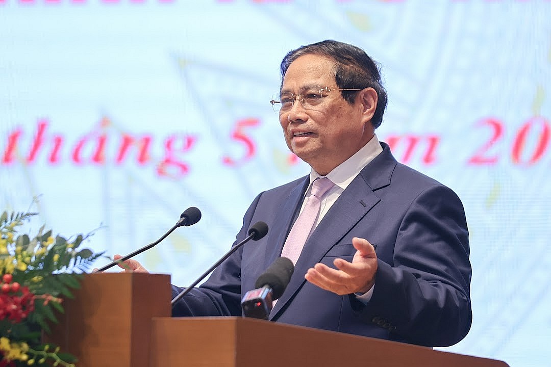 Thủ tướng Phạm Minh Chính phát biểu kết luận Tọa đàm - Ảnh: VGP/Nhật Bắc Thủ tướng Phạm Minh Chính phát biểu kết luận Tọa đàm - Ảnh: VGP/Nhật Bắc