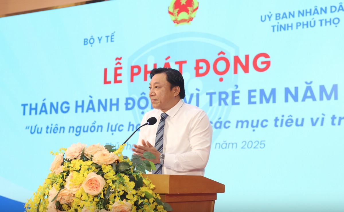 Ông Nguyễn Huy Ngọc - Phó Chủ tịch UBND tỉnh Phú Thọ phát biểu hưởng ứng lễ phát động Tháng hành động vì trẻ em năm 2025. Ông Nguyễn Huy Ngọc - Phó Chủ tịch UBND tỉnh Phú Thọ phát biểu hưởng ứng lễ phát động Tháng hành động vì trẻ em năm 2025.