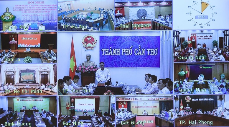 Hội nghị được kết nối trực tuyến từ trụ sở Chính phủ tới UBND các tỉnh, thành phố trực thuộc Trung ương - Ảnh: VGP/Nhật Bắc