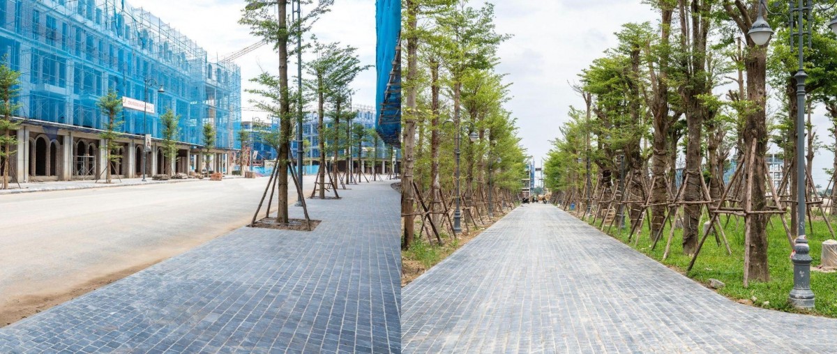 Hạ tầng nội khu và vỉa hè đang được hoàn thiện với cây xanh, hệ thống chiếu sáng và vật liệu đá lát được tuyển chọn kỹ lưỡng, có khả năng chống trơn trượt, chịu lực tốt, độ bền lên tới hàng trăm năm – tương đương tiêu chuẩn xây dựng tại các đô thị châu Âu. Hạ tầng nội khu và vỉa hè đang được hoàn thiện với cây xanh, hệ thống chiếu sáng và vật liệu đá lát được tuyển chọn kỹ lưỡng, có khả năng chống trơn trượt, chịu lực tốt, độ bền lên tới hàng trăm năm – tương đương tiêu chuẩn xây dựng tại các đô thị châu Âu.