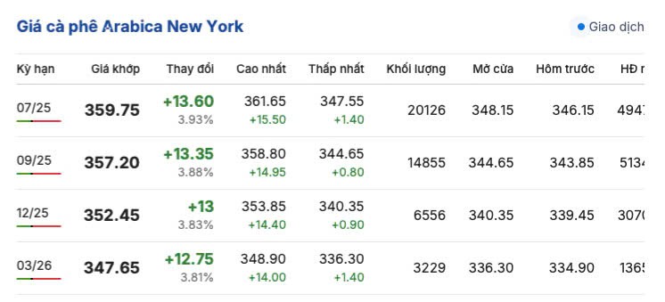 Giá cà phê hôm nay 6/6/2025, trong nước