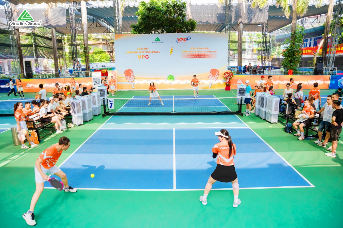 Trận đấu Pickleball diễn ra tại lễ công bố giải đấu