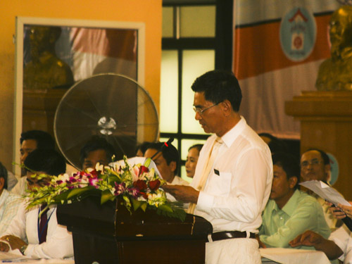 ông Lê Văn Tiến Chủ tịch Hiệp hội vận tải hàng hóa đường bộ Hải Phòng phát biểu