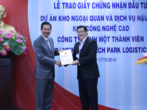 SHTP trao giấy chứng nhận đầu tư cho Transimex Saigon