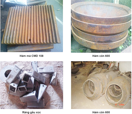 Một số sản phẩm thử nghiệm làm bằng mác thép G13 có chứa crôm