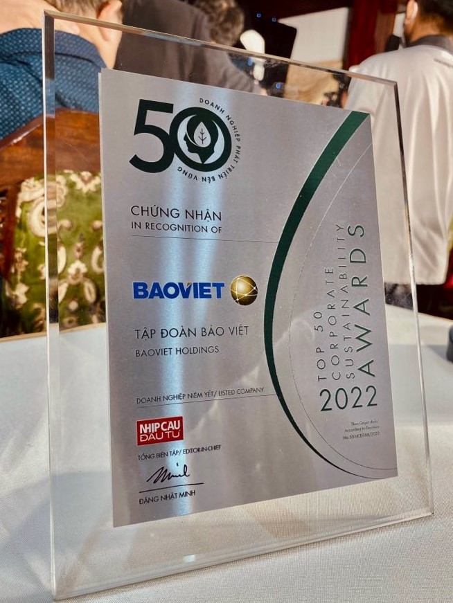 Bảo Việt (BVH): “TOP 50 Doanh nghiệp phát triển bền vững 2022”