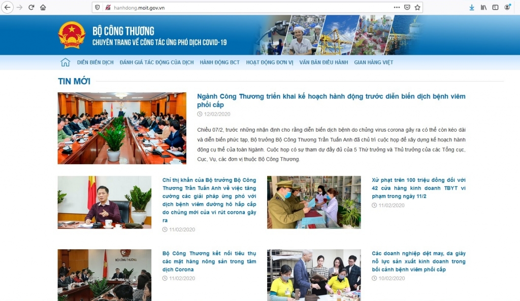 Bộ Công Thương đưa chuyên trang phòng chống dịch Covid-19 vào hoạt động bo cong thuong thanh lap ban chi dao va chuyen trang phong chong dich covid 19