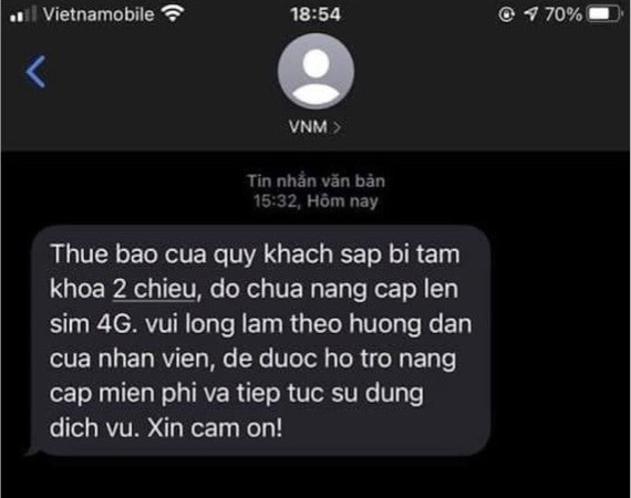 Bộ Công Thương cảnh báo lừa đảo từ các chiêu thức giả mạo nhà mạng nâng cấp lên sim 4G