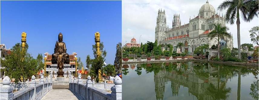 Tượng Phật tại Trung tâm Trúc lâm Thiên Trường-Nam Định; Đền Thánh Kiên Lao (xã Xuân Tiến, huyện Xuân Trường) Tượng Phật tại Trung tâm Trúc lâm Thiên Trường-Nam Định; Đền Thánh Kiên Lao (xã Xuân Tiến, huyện Xuân Trường)