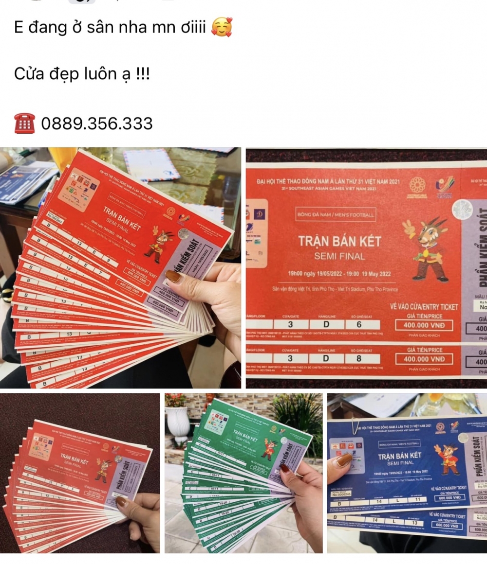 Các phe vé tích cực chào bán vé trận bán kết giữa U23 Việt Nam và U23 Malaysia Các phe vé tích cực chào bán vé trận bán kết giữa U23 Việt Nam và U23 Malaysia