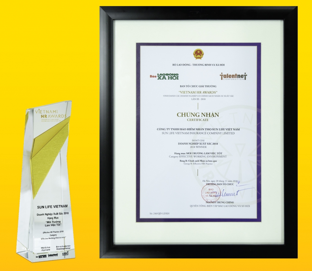 Sun Life Việt Nam đạt giải “Công ty có môi trường làm việc tốt” sun life viet nam dat giai cong ty co moi truong lam viec tot