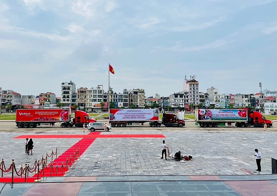 Đoàn xe vải thiều xuất hành tiêu thụ tại thị trường trong nước và quốc tế