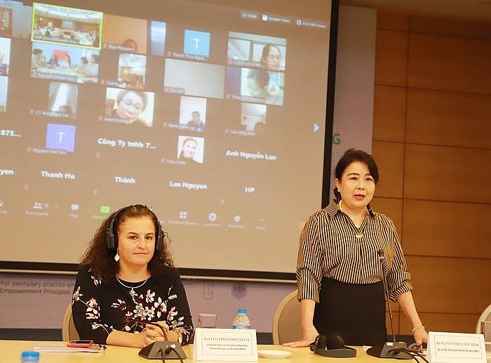 Chủ tịch Hội đồng Doanh nhân nữ Việt Nam Nguyễn Thị Tuyết Minh phát biểu tại Lễ phát động 1800-f62e792ff66c1f32467d