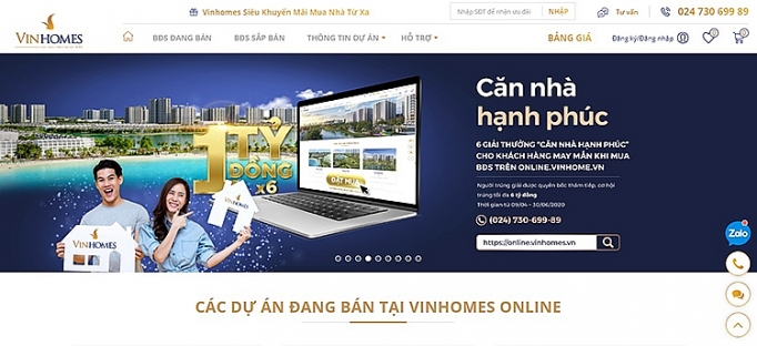 vinhomes ra mat san giao dich bat dong san truc tuyen