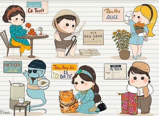 la lam tao hinh nhan vat co tich noi tieng voi trang phuc hoang cung hoa tiet trong dong