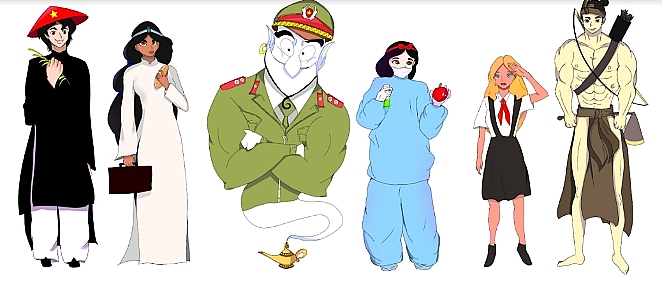 la lam tao hinh nhan vat co tich noi tieng voi trang phuc hoang cung hoa tiet trong dong