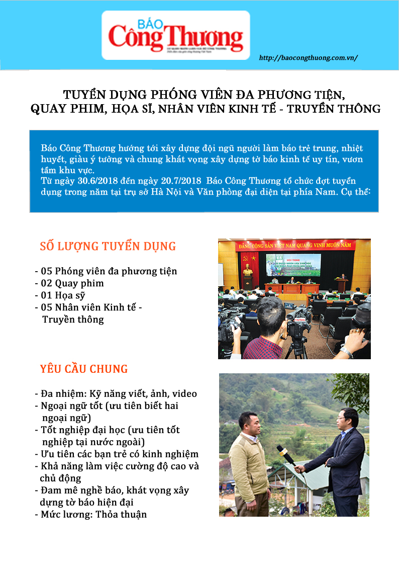 bao cong thuong tuyen dung nhieu vi tri lam viec