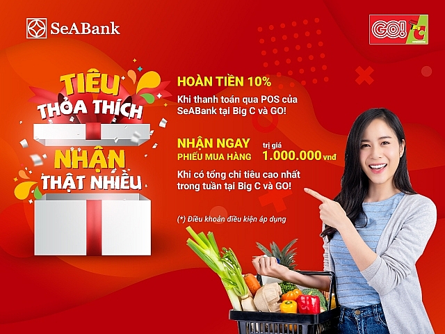 Săn thẻ quốc tế Seabank trong tay, hoàn ngay 10% khi mua sắm tại Big C và Go! san the quoc te seabank trong tay hoan ngay 10 khi mua sam tai big c va go