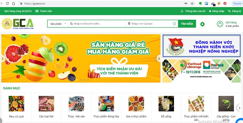 cho online cho nong san sach