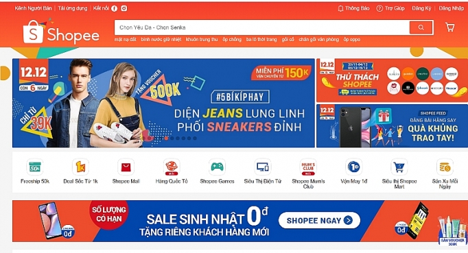 shopee khoi dong su kien sieu uu dai shopee 1212 sale sinh nhat