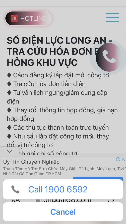 Ngành Điện miền Nam: Cảnh báo giả mạo tổng đài chăm sóc khách hàng ngành điện