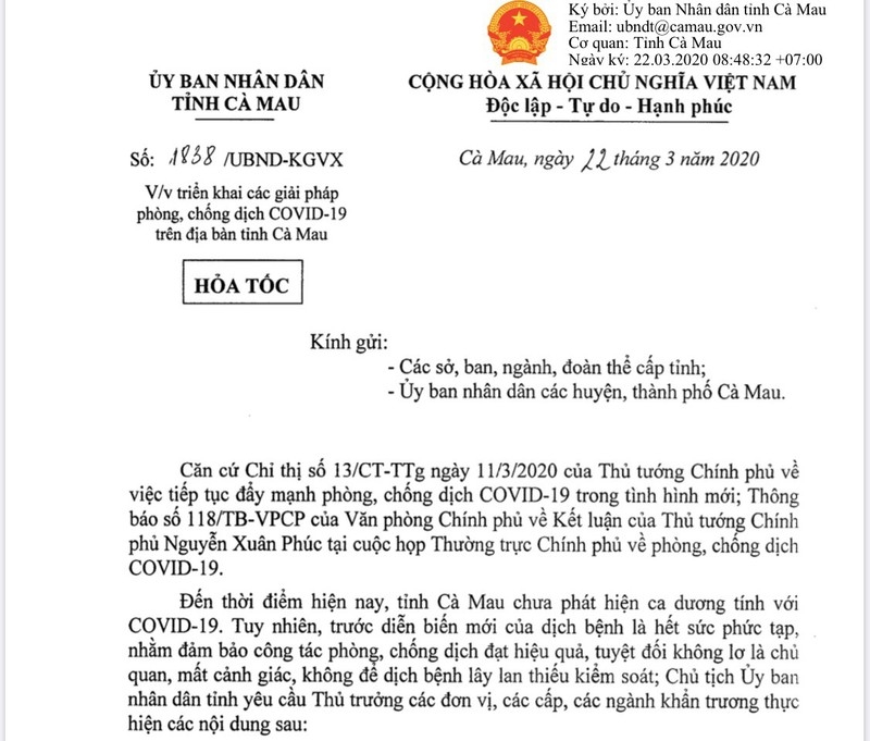 Cà Mau triển khai nhiều giải pháp phòng, chống dịch Covid-19 ca mau trien khai nhieu giai phap phong chong dich covid 19