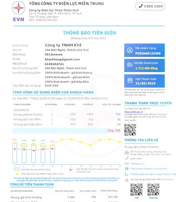 Ngành điện Thừa Thiên Huế triển khai mẫu hóa đơn điện tử mới từ tháng 3/2020 nganh dien thua thien hue trien khai mau hoa don dien tu moi tu thang 32020