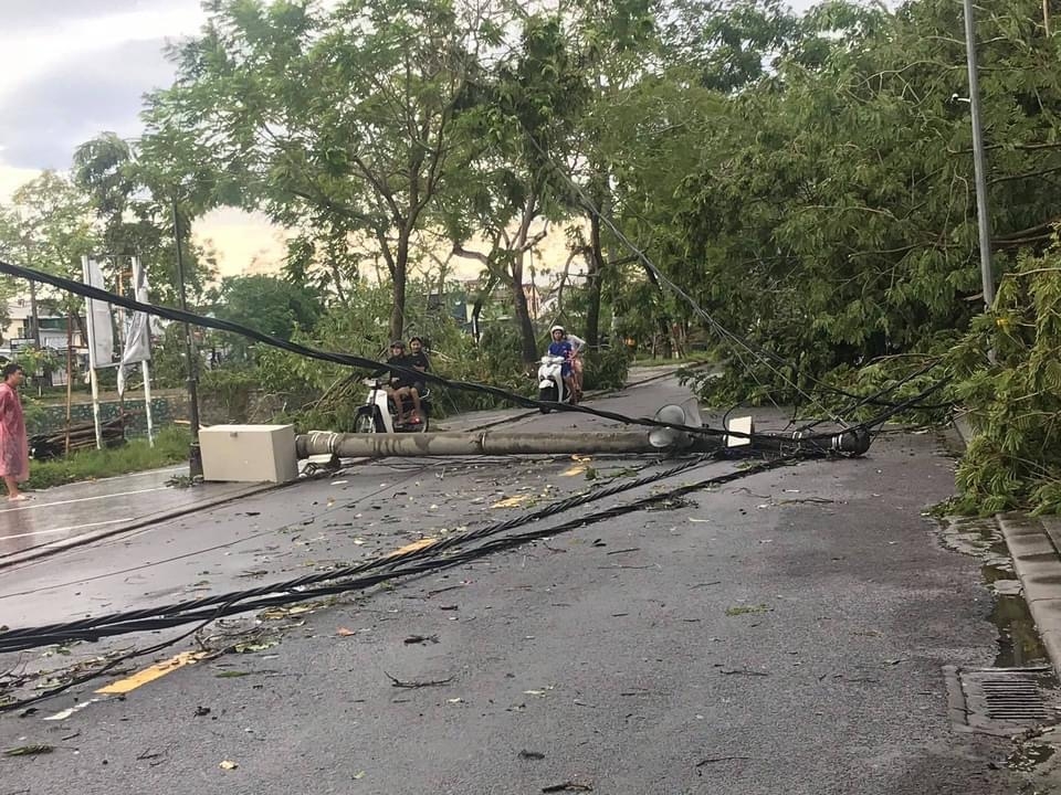 Hàng loạt cột điện ngã đỗ do cơn bão số 5:  Nguyên nhân do đâu?