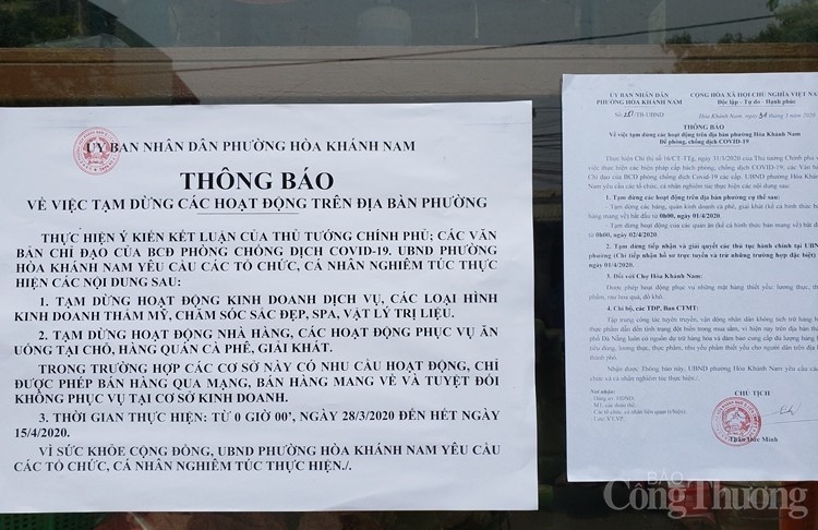 Các hộ kinh doanh ăn uống tại Đà Nẵng tạm dừng hoạt động từ ngày 2/4 da nang cac ho kinh doanh an uong dong thuan voi chu truong tam dung hoat dong tu ngay 24