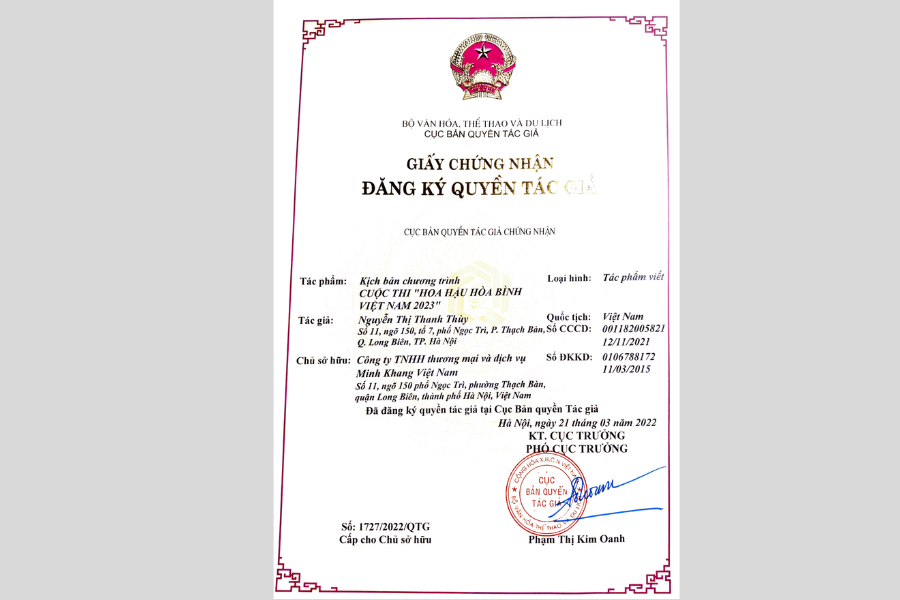 Công bố hồ sơ pháp lý cuộc thi Hoa hậu Hòa bình Việt Nam 2022